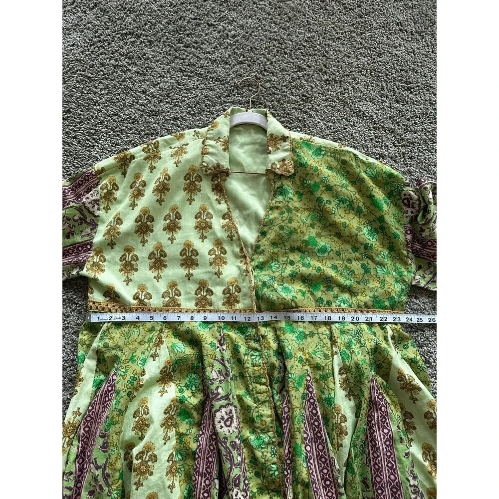 Free People Boho Patchwork Print Babydoll Tunic Top Size XS